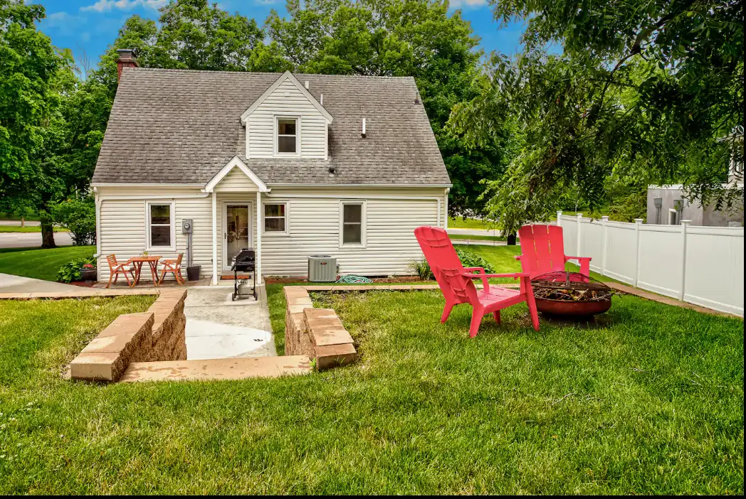 Inviting Central Iowa rental home with outdoor seating — things to do in ames iowa