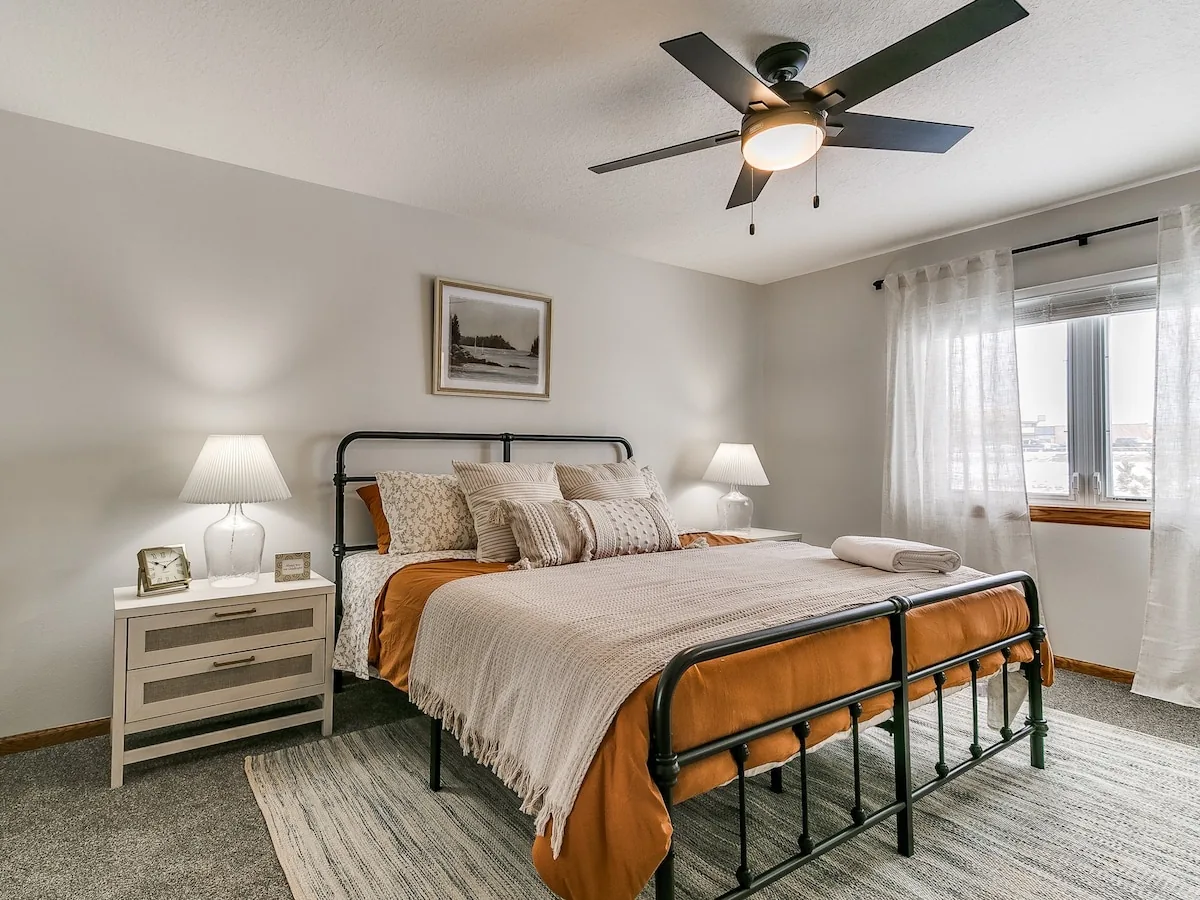 Freshly styled guest bedroom in a Stay-A-While managed home