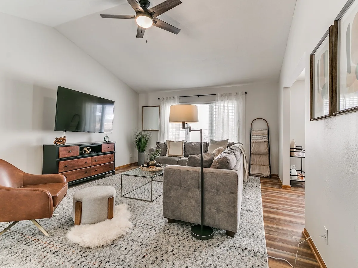 Open living room in a Stay-A-While managed home in Ames